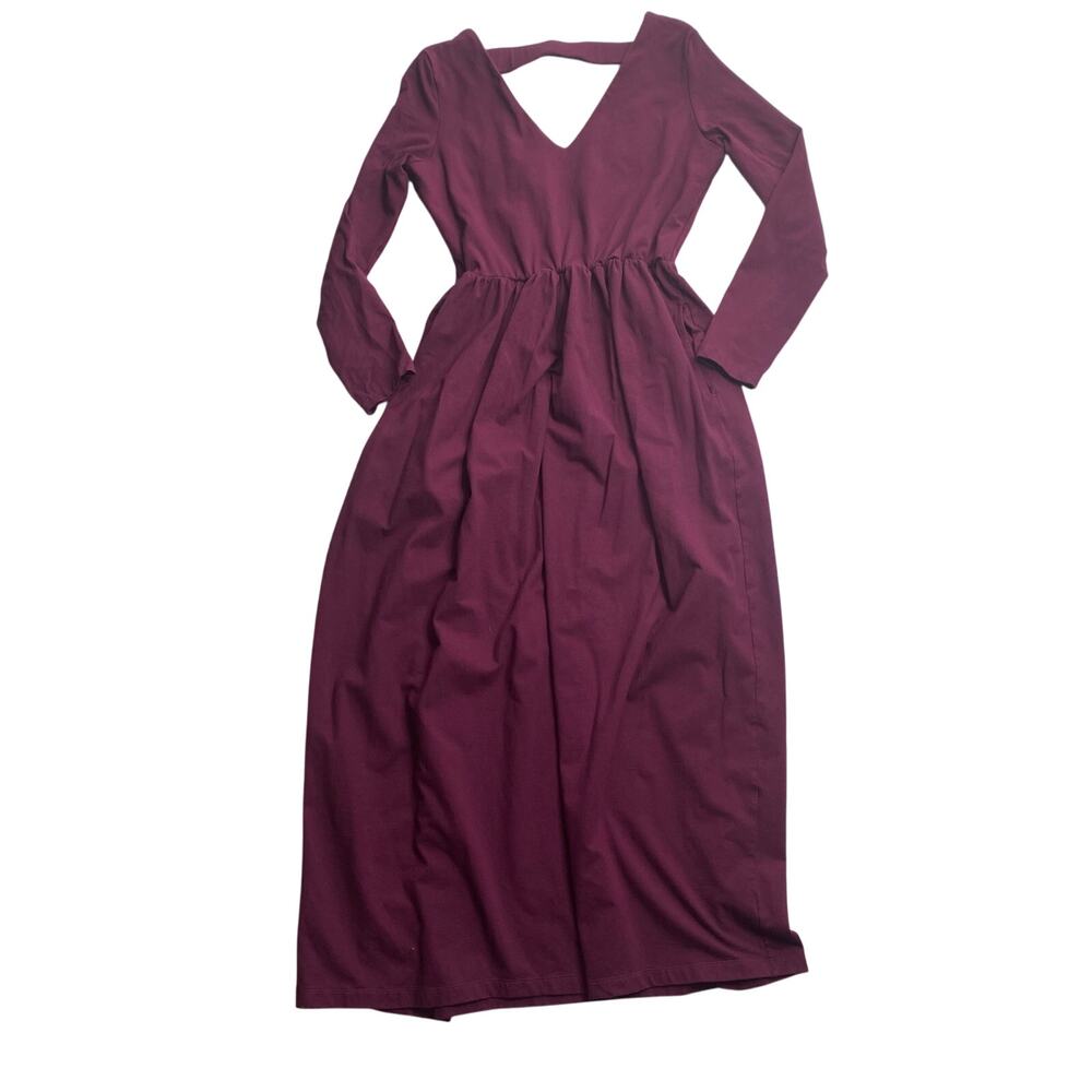 Tonlé Plum Purple Stretch Midi Long Sleeve Dress Size Large